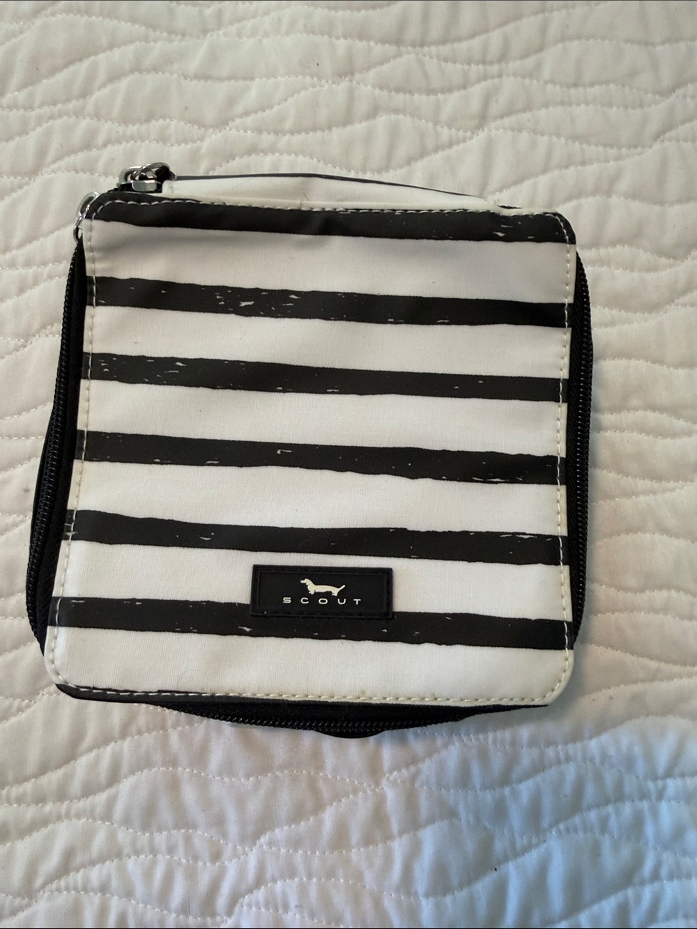 Scout Black and White Striped Cosmetic Case